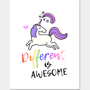 Different Is Awesome! Unicorn Design Posters and Art